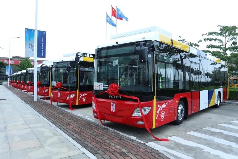 綠動廣州共衛藍天福田歐輝81輛雙源無軌城市客車助力廣州綠色交通升級